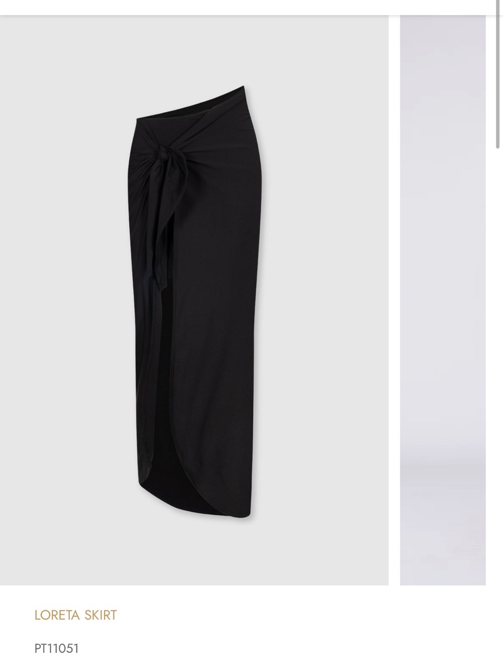 Loreta Asymmetrical Tie-Front Maxi Skirt — Black